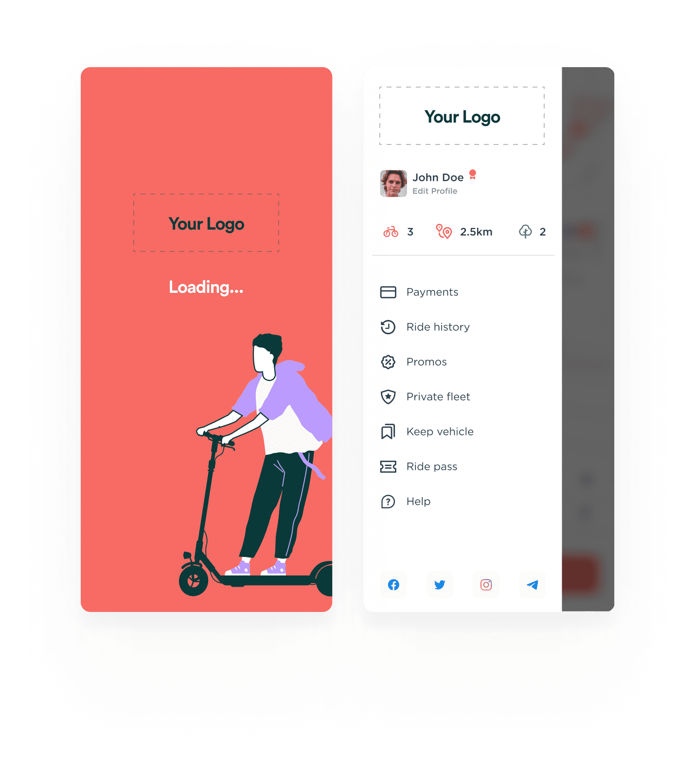 Custom branded rider app
