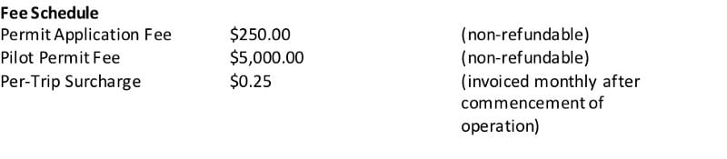 application, pilot, and trip fees
