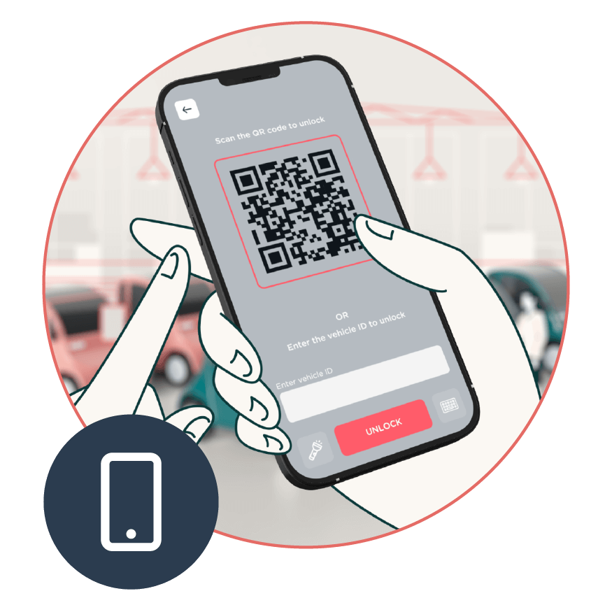 QR code scanner on Joyride connected mobility app
