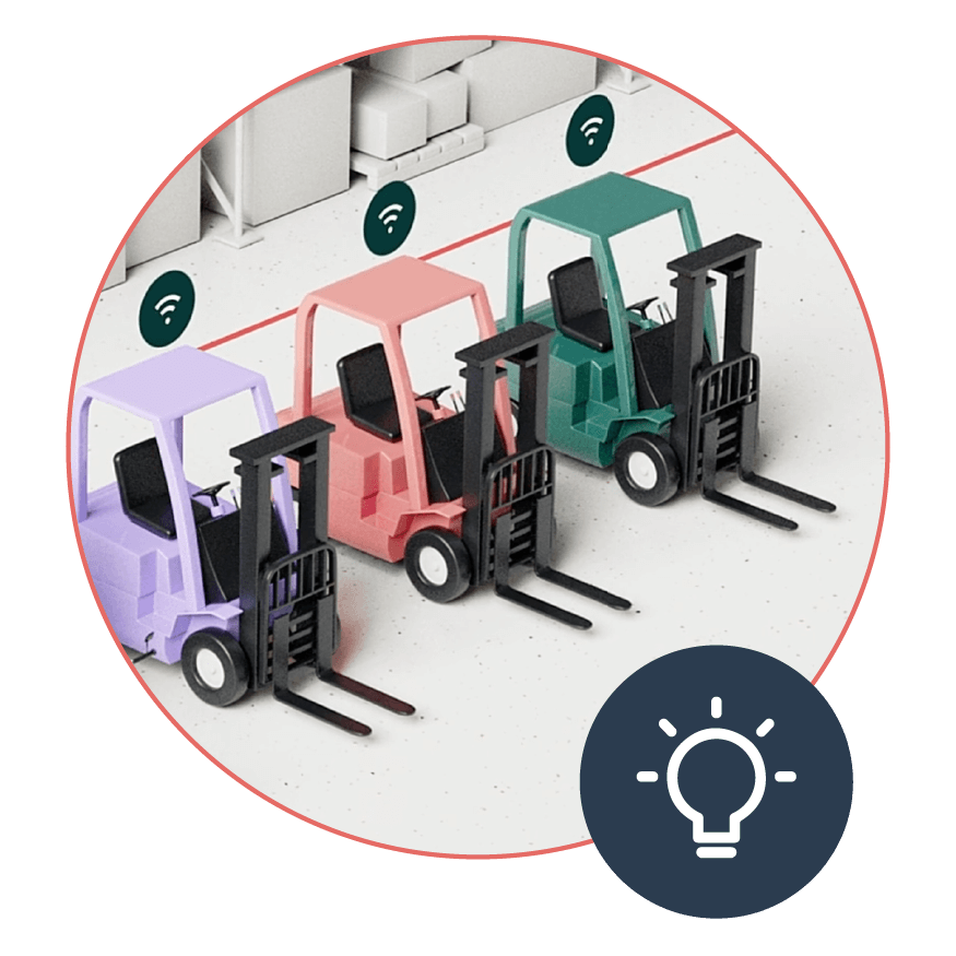Forklifts with connectivity symbols