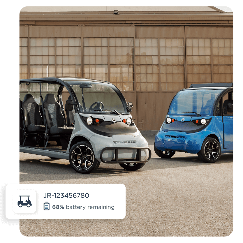 GEM low-speed vehicles with a battery status widget