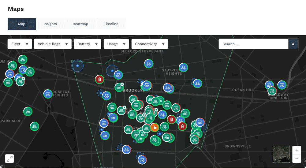 Joyride fleet dashboard map