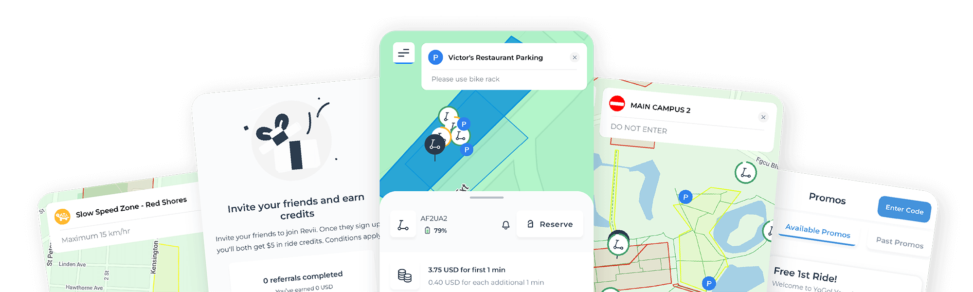 Joyride rider app screens