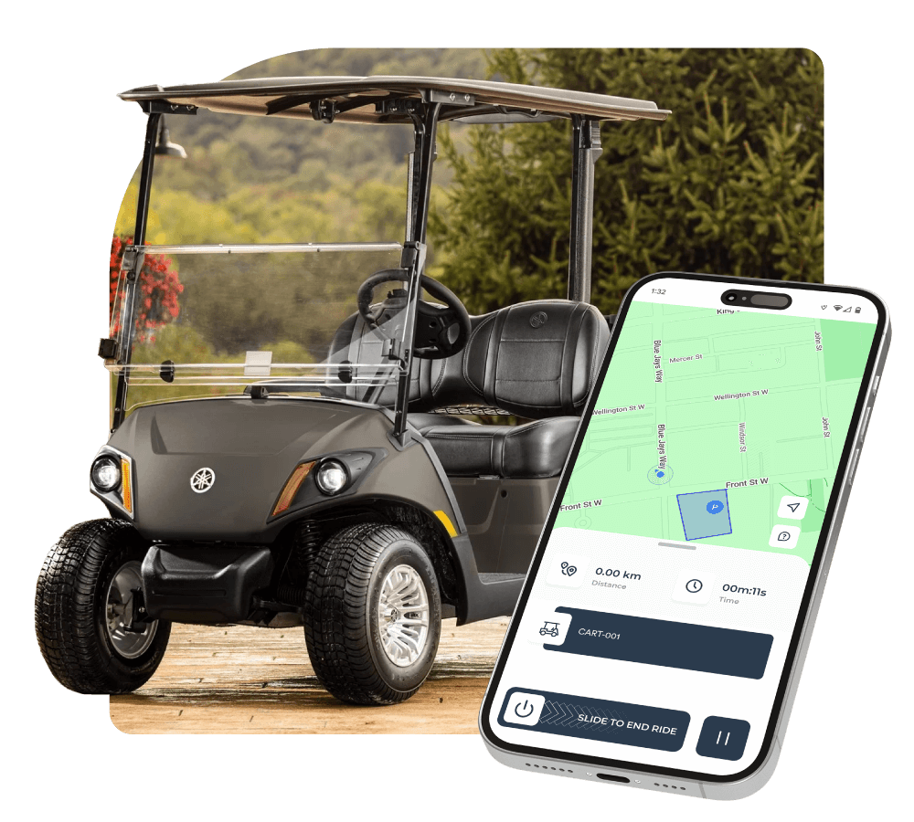 Yamaha golf cart with the Revii app