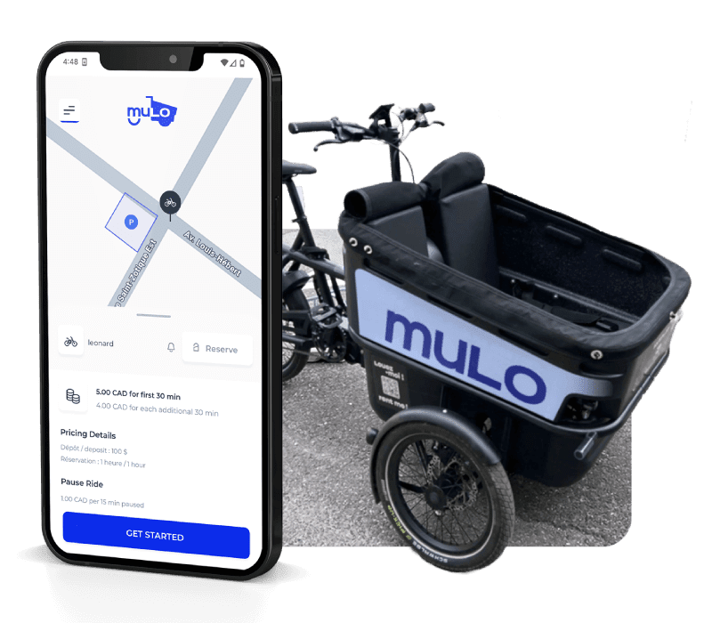 mulo cargo bike and joyride rider app