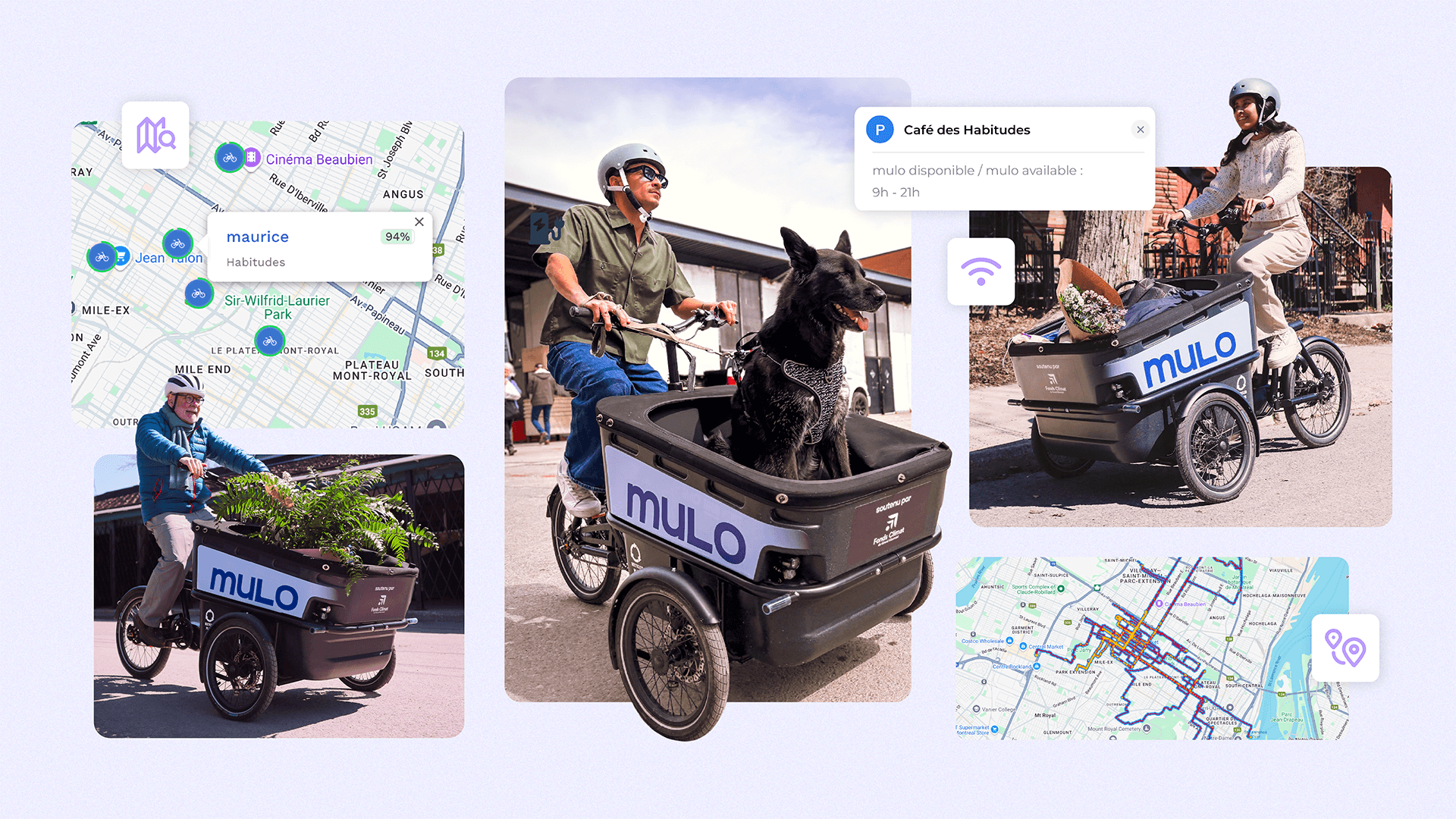 Mulo cargobikeshare demonstrated by ridership maps and people riding cargo bikes