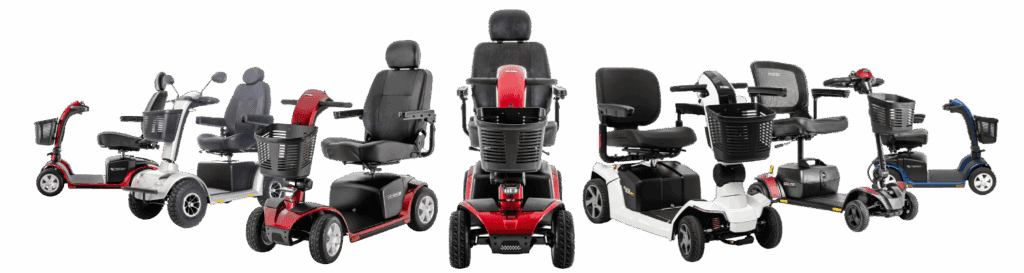 lineup of mobility scooters and ECV models