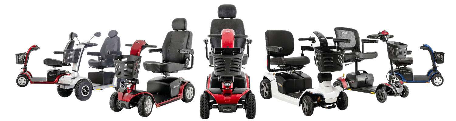 lineup of mobility scooters and ECV models